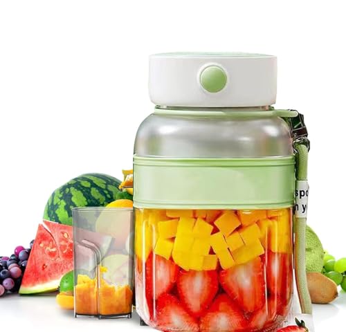Image of HIC Kitchen Portable Blender for Smoothies & Juices 600ML USB Rechargeable Juicer Mixer Grinder with 6 Stainless Steel Blades, Personal Smoothie Maker Bottle for Gym Travel Office Home