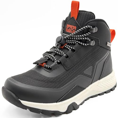 R CORD Unisex-Kids Waterproof Hiking Boots Ankle Height Durable Easy on Bungee Cord Outdoor Trekking Sneaker