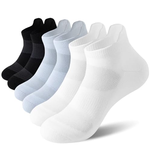 6 Pairs Athletic Socks, Ankle Socks with Arch Support, Thickened Cushioning Terry for Running
