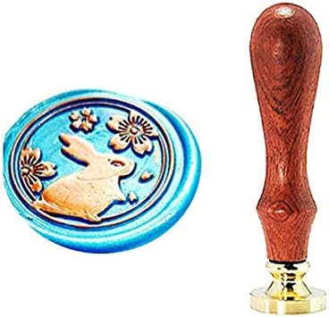 YGHM Rabbit Sakura Flower Wax Seal Stamp Elegangt Natural Rosewood Handle Sealing Wax Stamp Kit Gift Wine Package Wedding Invitations Card Envelope Letters Seal Stamp