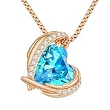 CDE Collier pendentif coeur femme en or rose, orné de cristaux bijoux cadeau pour femme mère anniversaire/Cadeau de Noël/Cadeau Saint Valentin (Or rose-12-Dec)