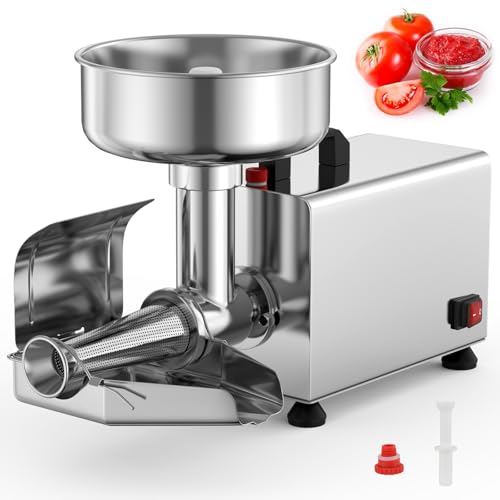 COSTWAY 450W Electric Tomato Strainer Machine, 110-120V Commercial Grade Stainless Steel Saucer Maker, 200-350 lbs/h Food Milling Machine for Strawberry Blueberry Jam
