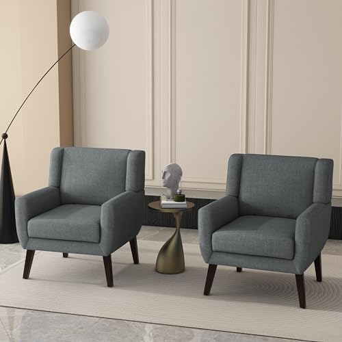 UIXE Accent Chairs Set of 2, Fabric Upholstered Armchair for