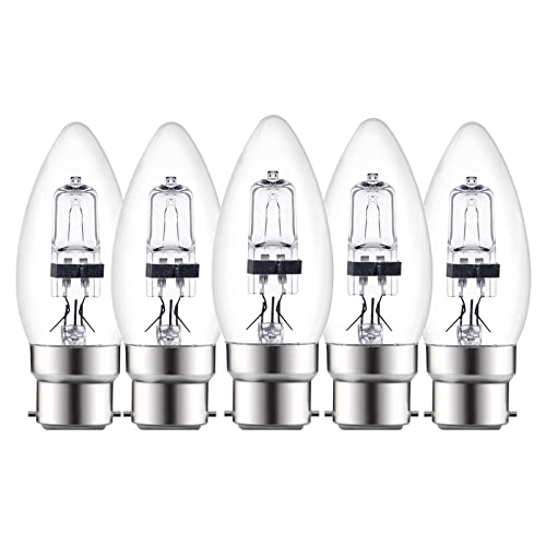 Bombillas halógenas B22 BC regulables, casquillo de bayoneta grande B22 BC, bombilla de vela BC/B22 de 42 W, blanco cálido 2700 K, paquete de 5 Cover