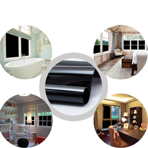 Image of CREON Privacy Window Tint Adhesive Sheets for Home Solar Film Heat Control Window Film Black Out Office Privacy Glass Window Sticker Smooth Glass (20 X 96- INCH)-Static Cling