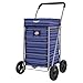 Hoppa Lightweight 4-Wheel Premium 2024 Model Folding Shopping Trolley Extra Large 75.6L Capacity Shopping Trolley Bag, 95cm, 4.8kg, Push/Pull (Blue Stripes)