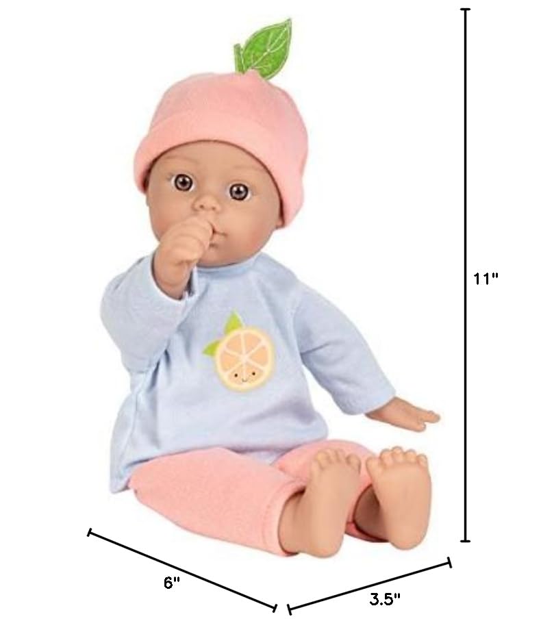 Adora Amazon Exclusive Sweet Babies Collection, 11” Soft and Cuddly Baby Doll Machine Washable, Birthday Gift For Ages 1+ - Baby Grapefruit