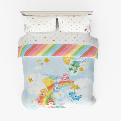 Image of Care Bears Classic Super Soft Cozy Reversible Microfiber Comforter and Sheet Set, 5 Piece Full Size, (Official Licensed Product) By Franco Collectibles