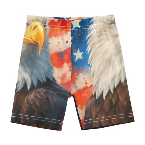 Realistic Bald Eagle American Stars Toddler Biker Shorts Girls Cotton Under Shorts for Dresses 4t Summer Outfits