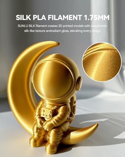 Image of SUNLU Silk PLA Plus Filament 4kg Bundle,Shiny Silk Surface PLA+ 3D Printer Filament 1.75mm ±0.02mm,Glossy 3D Printing Filament,Good Vacuum Packaging,1kg Spool,4 Packs.(Gold+Sliver+Black+Red)