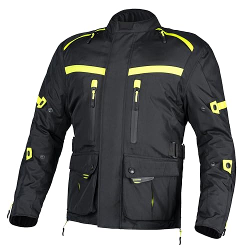 WICKED STOCK Waterproof Motorcycle Jacket Men - CE LEVEL2 Reflective Motorcycle...