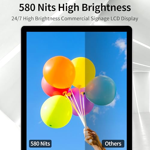 Image of 55 Inch Digital Signage Display, Android 14 OS 4K UHD Floor Standing Advertising Screen Commercial LCD Monitor Interactive Kiosk with USB /HDMI Input, Non-Touch