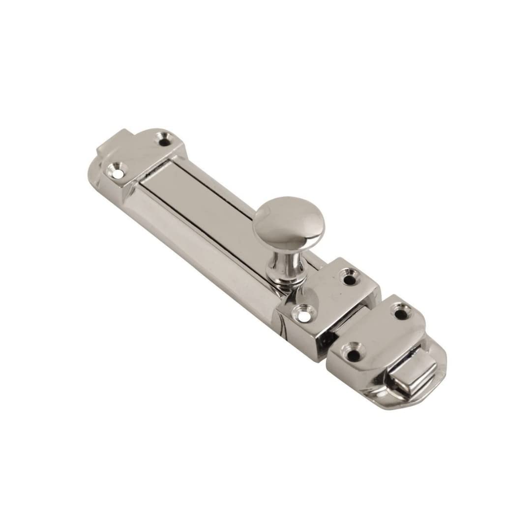 Vibe Silver Surface Door Bolt 100Mm On Chrome, Surface Mounted Door Bolt, Sliding Door Lock, Lock Bolts For Securing Internal Doors For Bedrooms, Bathrooms, Storage Units And Cupboards