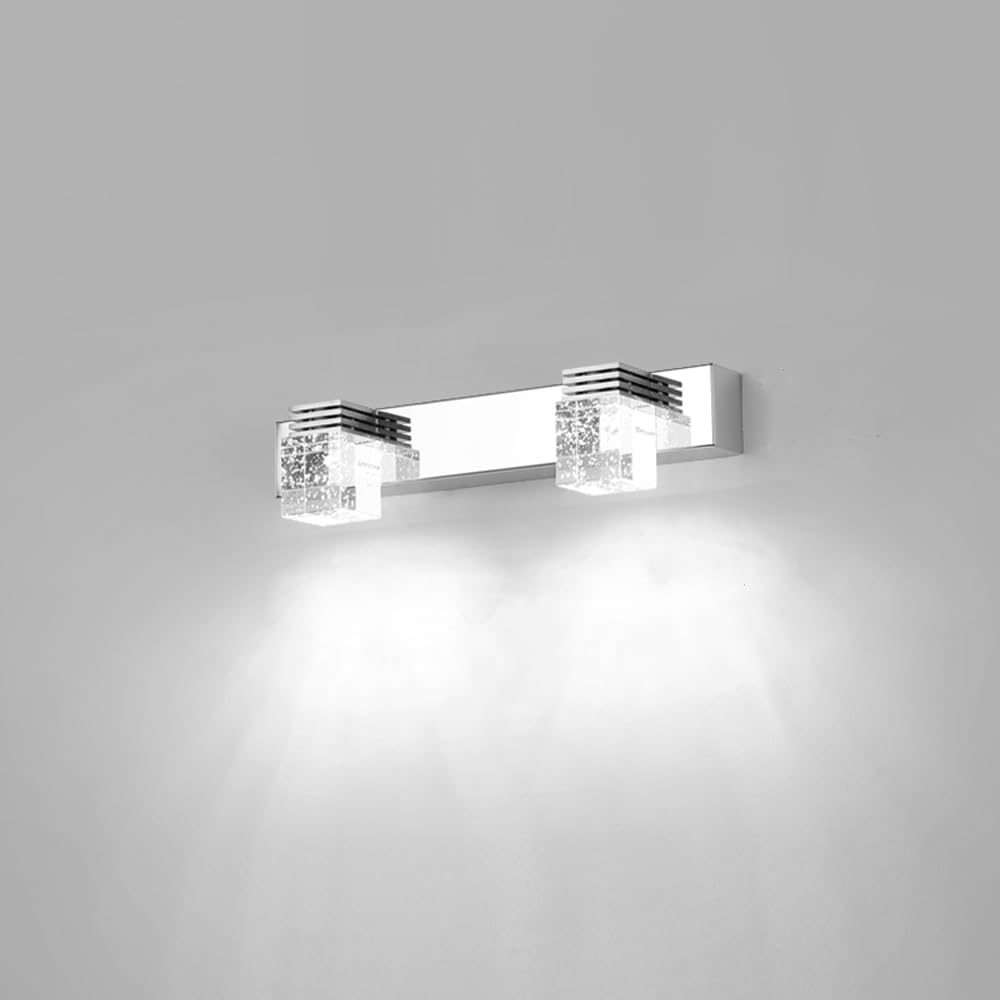 Mengjay Lampa ścienna LED do lustra, łazienkowa, 3000 K/6000 K, nowoczesne wzornictwo, lampa ścienna LED, do łazienki, salonu, sypialni, szafki łazienkowej (2 lampy, zimna biel)