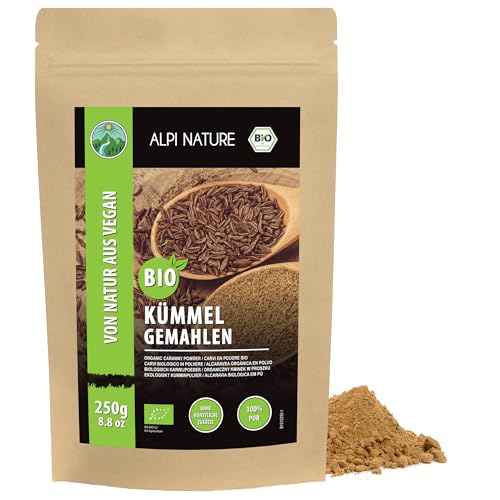 Alpi Nature Organic Caraway Seeds Ground 250g 8.8 oz, Ground Seeds, Caraway Powder for Cooking