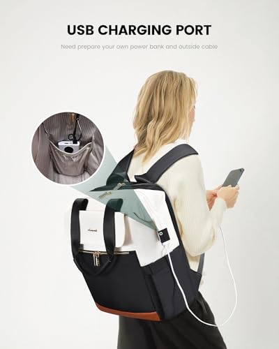 Image of LOVEVOOK Laptop Backpack for Women, 15.6 Inch Work Laptop Bag with USB Port, Fashion Teacher Nurse Backpack Purse, Waterproof Travel Computer Backpack with Organizer Bag, 2PCS
