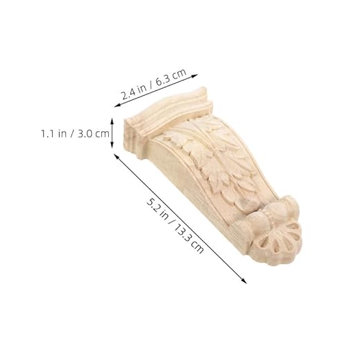 Operitacx 2er Set Holzkonsolen Dekorative Regalwinkel aus Massivholz, Geschnitzte Holzornamente (13x6x3cm), Rustikale Zierelemente für Möbel, Kamin & Wandregal, Vintage Design (Hellbraun)
