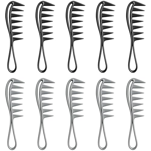 Set de 10 Peines Anchos Antiestáticos Negro y Plateado miniatura 1