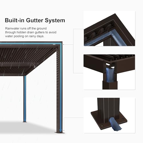 PURPLE-LEAF-Outdoor-12×16-Louvered-Pergola-with-Integrated-LED-Strip-Lights-Adjustable-Aluminum-Canopy-Retractable-Metal-Roof-for-Deck-Patio-Outside-Backyard-Hardtop-Gazebo-Sun-Shade PURPLE LEAF Outdoor 12×16 Louvered Pergola with Integrated LED Strip Lights Adjustable Aluminum Canopy Retractable Metal Roof for Deck Patio Outside Backyard Hardtop Gazebo Sun Shade