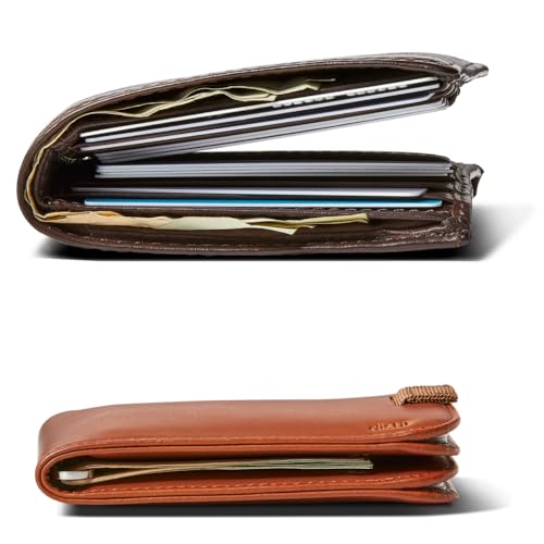 Image of Distil Union Wally Bifold 5.0 RFID Wallet with ID Window - Slim Bifold Wallet for Men with Money Clip, Premium Leather - Minimalist RFID Card Holder - Holds 14 Cards & 30 Bills - Brown