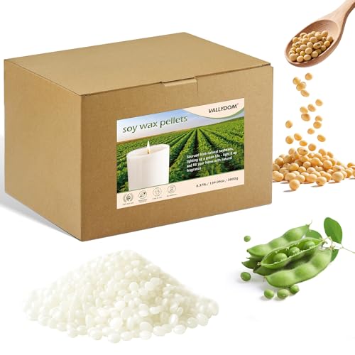 VALLYDOM 3.8KG Soy Wax for Candle Making: Pure Soy Wax Pellets, Organic, No Additives, Long Burn Time, Perfect for Scented Candles, Tealights, Craft Candles & More