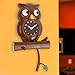 Lily's Home Pendulum Owl Clock with Revolving Eyes and Swinging Branch, Battery Powered and Wall Mountable, Wonderful and Whimsical Addition to Themed Bedroom Décor, Brown (15 Inches)