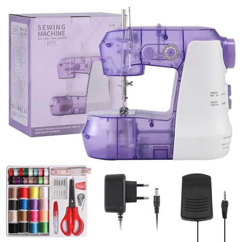 Sewing Machine for Beginners with Expansion Table and Finger Guard & Light and 42Pcs Sewing Kits Mini 2-Thread 2-Speed 2-Switches Foot Pedal?Portable Samll Electric Sewing Machines for Kids Ages 8-12