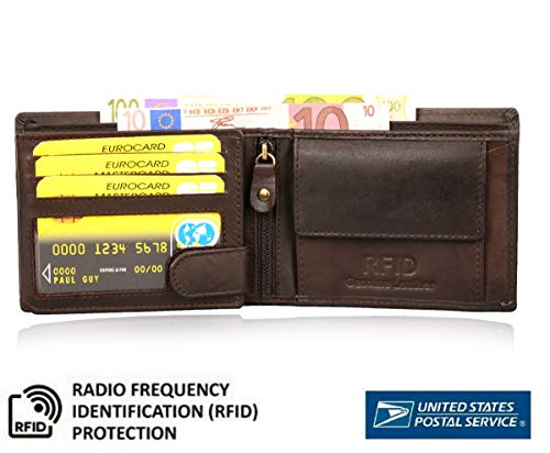 Mens Real Leather Wallet Quality RFID Blocking 6 Card Slot Purse Credit Card Holder (Brown) - Image 3