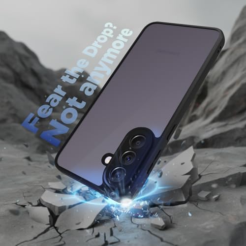 Image of RIGGEAR Shockproof Sleek Hybrid Armor Back Cover Case for Samsung Galaxy A37 5G (Smoke Black Matte PC + Black TPU Bumper)