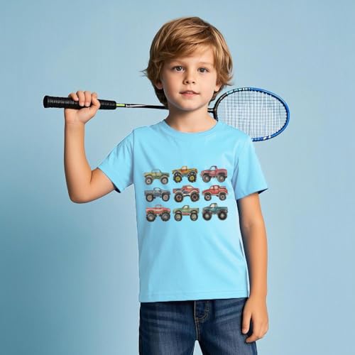 Image of Kids Short Sleeve Tees Toddler Crewneck T-Shirts Boys Girls Dino Raccoon Excavator Silly Goose Flower Girl Tops 2-7 Years