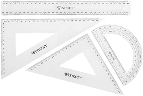 Westcott Set de géométrie 4 pièces | Set de mathématiques avec règle de ...