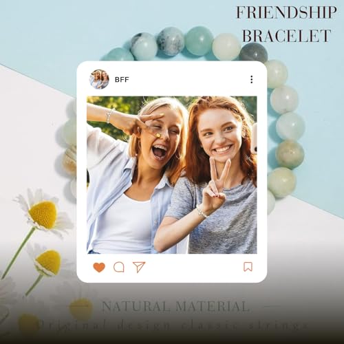 BENIFILE Anxiety Bracelet for Teenage Girls Gifts, Green Elastic Crystal Beaded Natural Stone Inspiring Bracelets for Women Teen Ladies Christmas Birthday Strength Gifts Good Luck Bracelet with Card