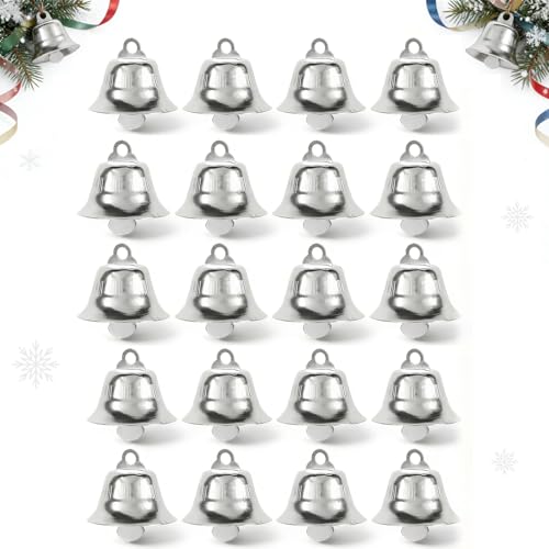 Mini-Glöckchen, goldfarben, kleine Glocke, Metallschmuck, Ornamente, Bastelglocken für Weihnachten, Windspiele, Basteln, Dekorationen, 20 Stück, silberfarben