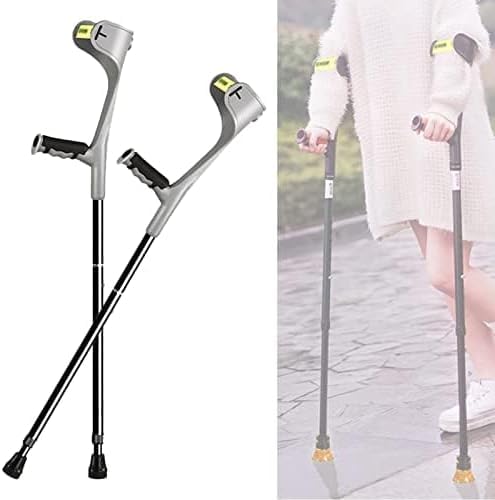 Stampelle regolabili per avambraccio per adulti, in alluminio leggero, con impugnatura ergonomica, braccioli a forma di U e design a polsino aperto per altezza 140-185 cm