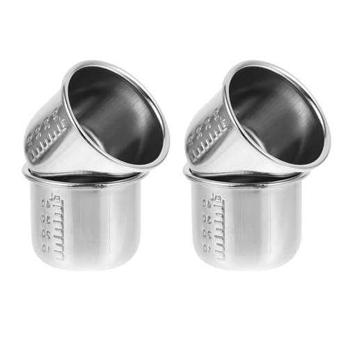 KICHOUSE 4 Piezas Vasos Medidores de Acero Inoxidable con Graduación Precisa para Medicamentos Uso Hospital Laboratorio Hogar