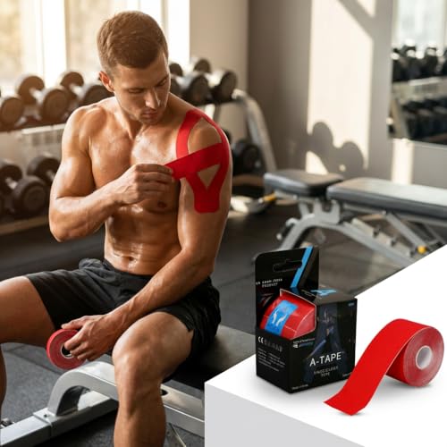 Image of A-Tape Kinesiology Tape 5Cm x 5MTR Roll | Cotton Waterproof Elastic Sports Tape for Muscle Support, Pain Relief, Injury Recovery, Physiotherapy & Joint Stability (Made in Korea) (Color-Skull)