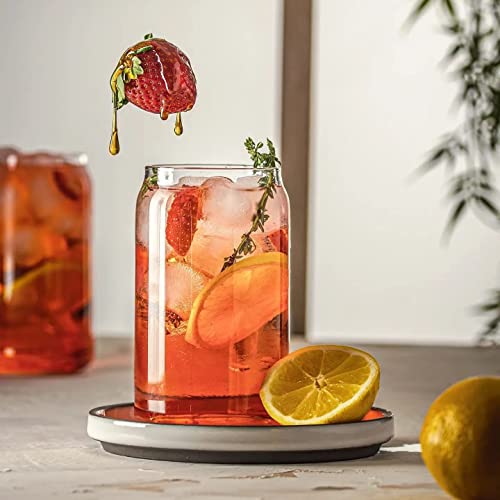 Image of Can Shape Glass Tumbler with Straw - Pack of 2 | 500ml Each Transparent Sipper for Mocktails & Cocktails | Ideal for Summer Travel, Outings & Daily Use | Combo Pack for Couples