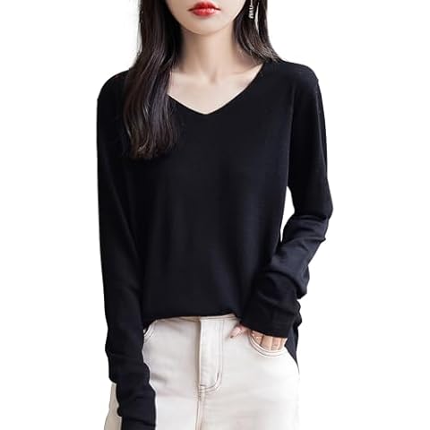 Chanyarn Women's Merino Wool V Neck Tee Cover