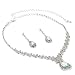 Silver Crystal Rhinestone with Large Aurora Borealis Teardrop Center Necklace and Matching Dangle Earrings Jewelry Set
