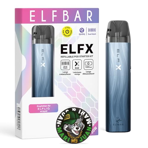 Elfbar Elfx Kit Pod System mit Airflow Control und 1000 mAh Akku inklusive 0,6 Ohm und 0,8 Ohm Pods USB C Kabel und Testpackung Longpapers von M&J (Dark Sea) Elfbar Elfx Kit Pod System mit Airflow Control und 1000 mAh Akku inklusive 0,6 Ohm und 0,8 Ohm Pods USB C Kabel und Testpackung Longpapers von M&J (Dark Sea)