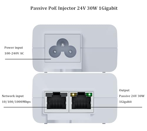 AgilePoElink Gigabit PoE Injector 24V 30W, Passive Power Over Ethernet PoE Power Supply Injector Adapter for IP Camera/Wireless Access Point Long Range/IP Phones