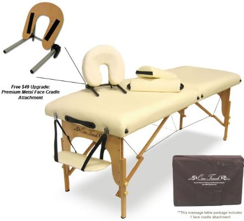 OneTouch Elite Series 30" Wide Portable Massage Table with 2 Free Bolster Pillows Cream Color