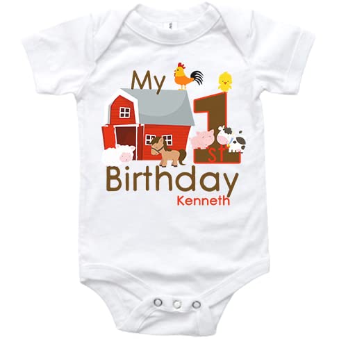 First Birthday Shirt Girl or Boy Farm Personalized