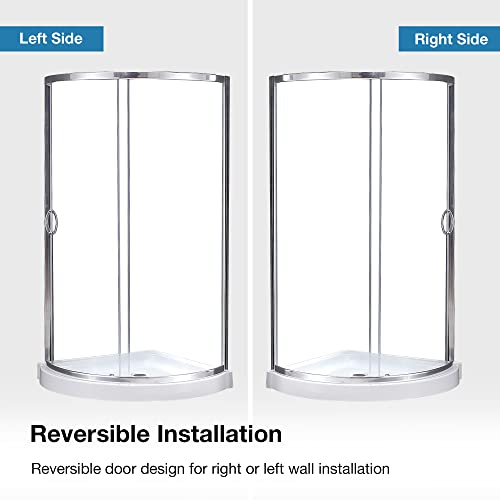 Ove Decors Breeze 36 In. X 76 In. Rounded Clear Glass Sliding Shower Kit Corner With Base, Inch, Chrome #TOP5