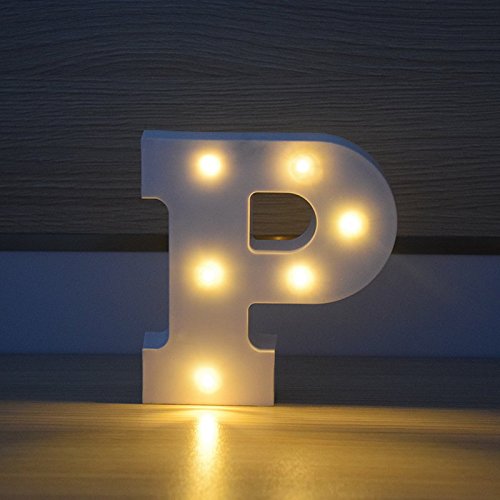 HopeU5 Vintage Iluminado Letters Alphabet Letters Symbol batería Marquee luz con LED Blanco Caliente, Material de plástico-P