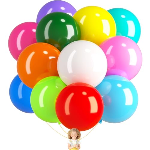 36 Pack 24 Inch Balloons Large Assorted Color Rainbow Latex Big Balloon 12 Kinds Colorful for Birthday Wedding Baby Shower Anniversaries Store Party Decorations