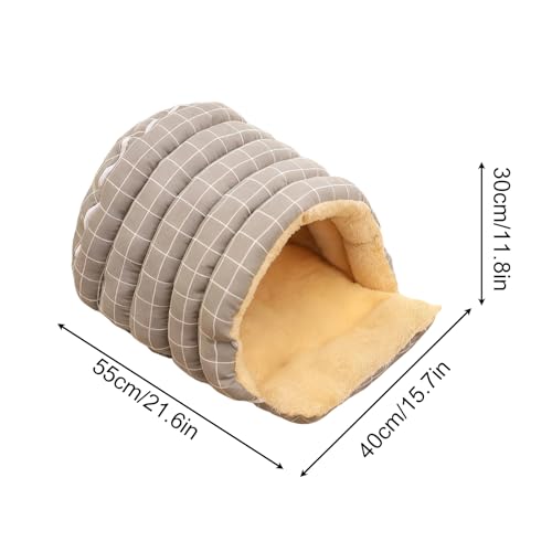 Niche pour chat dôme contre le froid : lit semi-fermé lavable