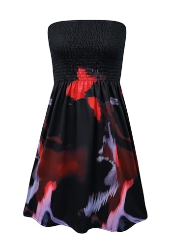 Image of Zyyfly Summer Strapless Dress for Women Tube Top Sundress Casual Beach Cover Ups