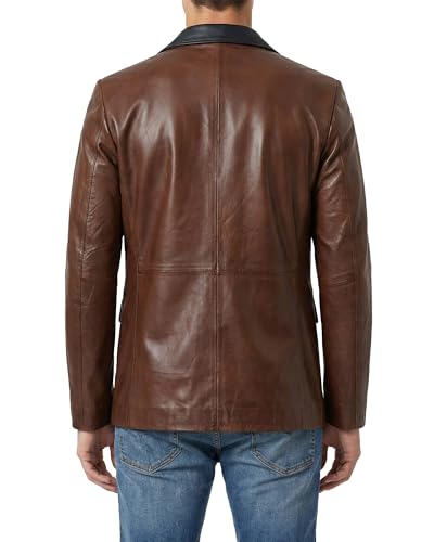 Image of Decrum Lambskin Leather Blazer for Men - Genuine Leather Sport Coat for Formal & Business Casual