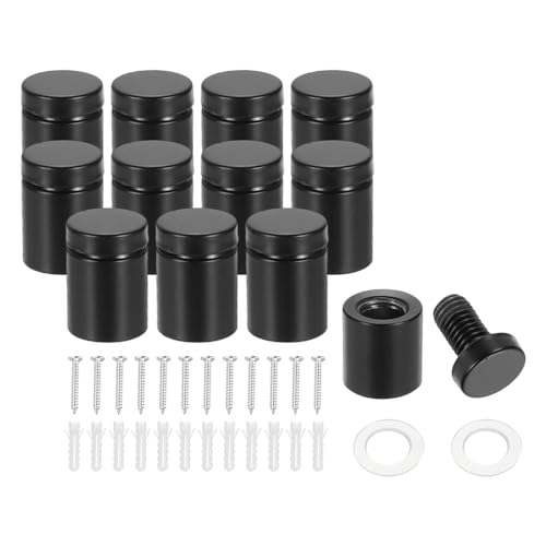 Image of PATIKIL 3 /4 inch x 1 inch Standoff Screws, 12 Pack Stainless Steel Wall Mount Sign Standoffs Mounting Hardware Advertising Nail for Hanging Acrylic Picture Frame, Black